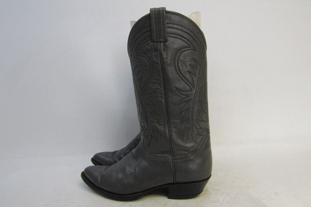 TONY LAMA Gold Label Mens Size 9.5 D Gray Leather Cowboy Western Boots